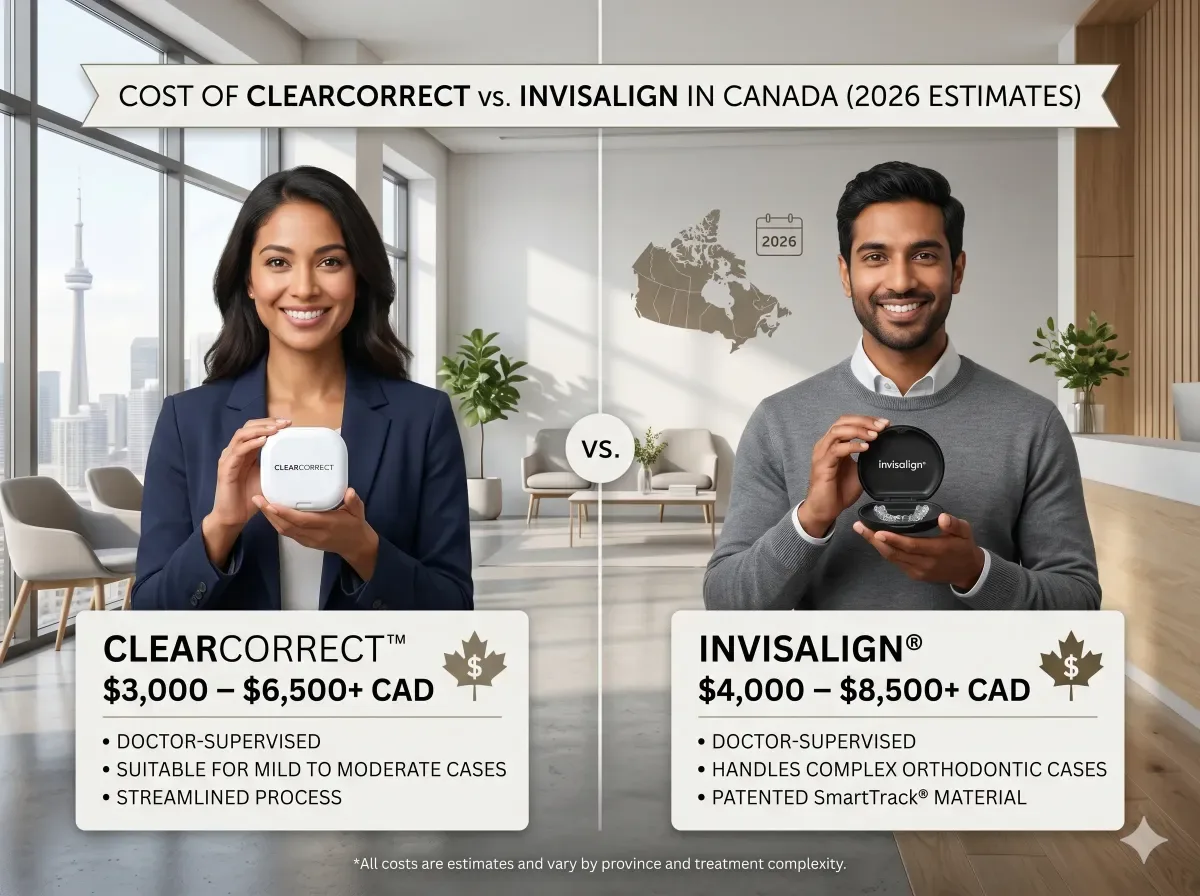 Cost of ClearCorrect vs Invisalign in Canada 2026