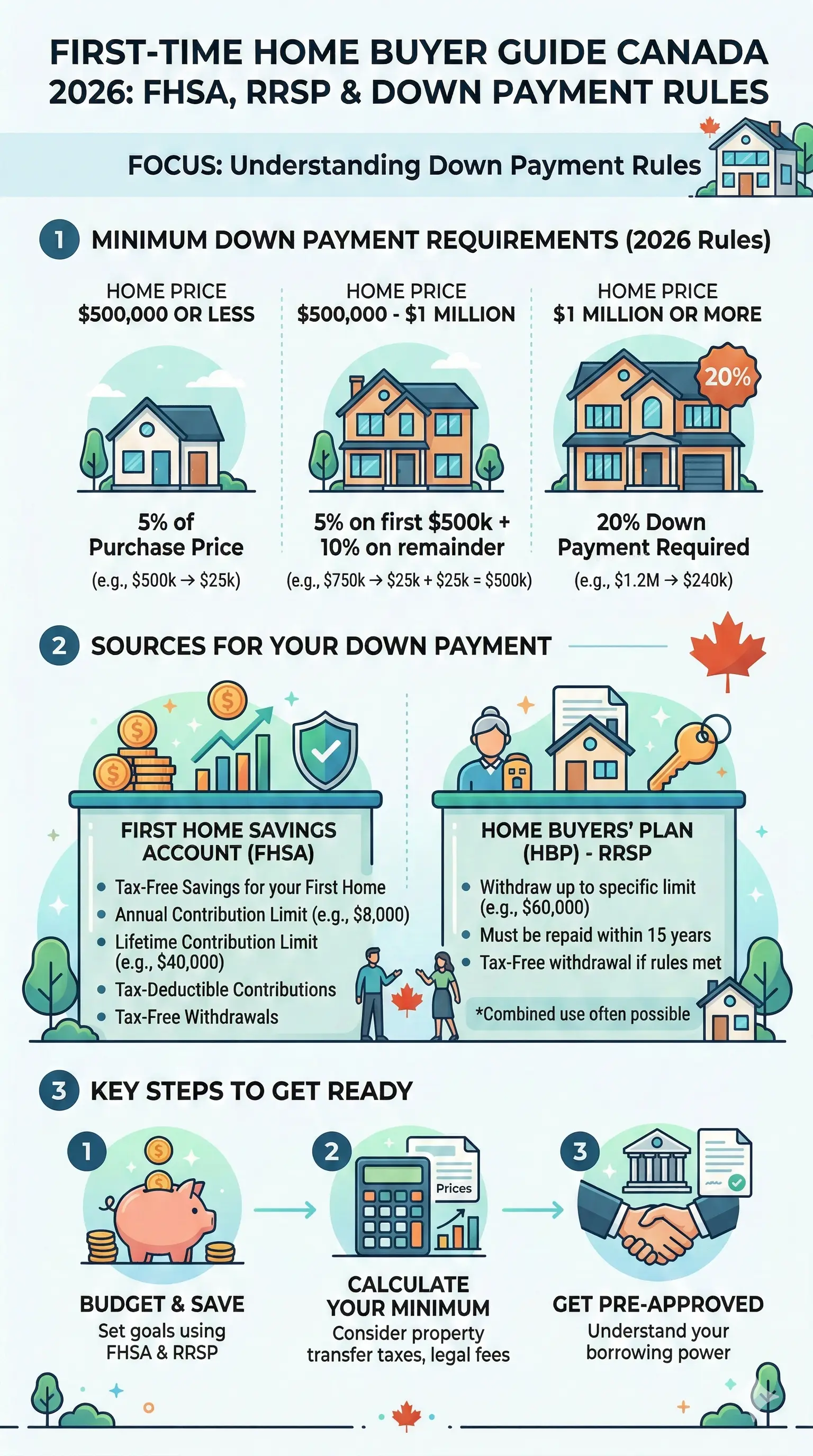 Infographic: First-Time Home Buyer Guide Canada 2026: FHSA, RRSP and Down Payment Rules — key facts and figures at a glance